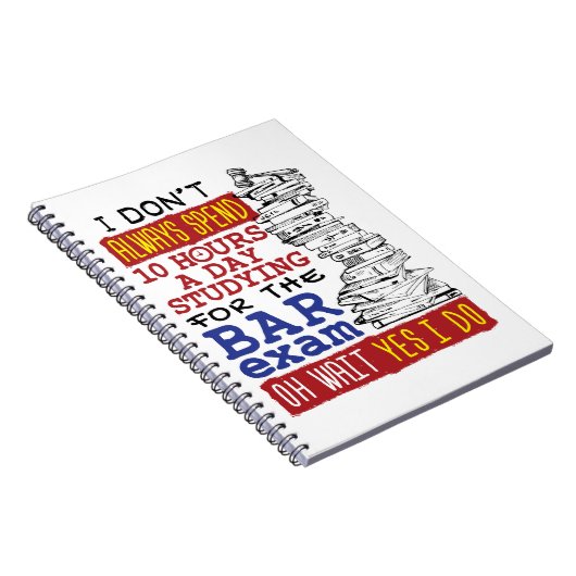 Funny Bar Exam 10 Stunden Studium Notizblock (Rechte Seite)
