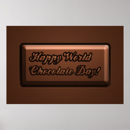 Funny Bar Text Happy World Chocolate Day Poster