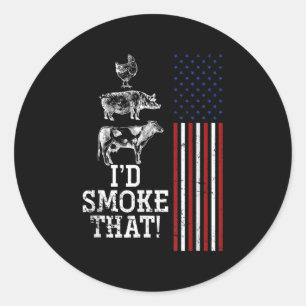 Funny Barbecue Koch Gift US Flag Grillen Runder Aufkleber
