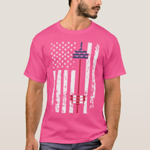 Funny Barbell Art Barbell Flag Weightlift Fitne T-Shirt