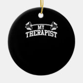 Funny Barbell Design für Männer Weibchengewichte Keramik Ornament (Vorne)