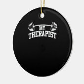 Funny Barbell Design für Männer Weibchengewichte Keramik Ornament (Links)