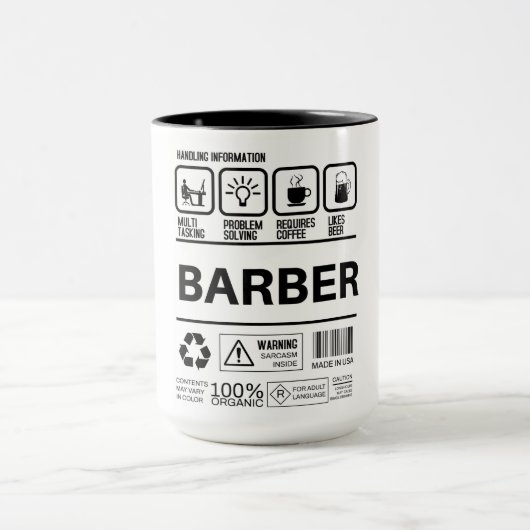 Funny Barber Handling Information Tasse (Zentrum)