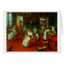 Funny Barber Shop Salon Katzen Affen