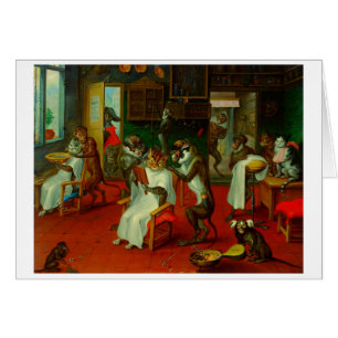 Funny Barber Shop Salon Katzen Affen