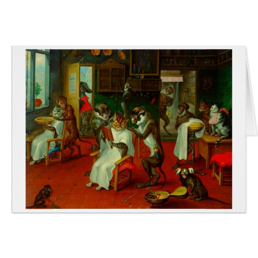 Funny Barber Shop Salon Katzen Affen (Vorderseite (Horizontal))