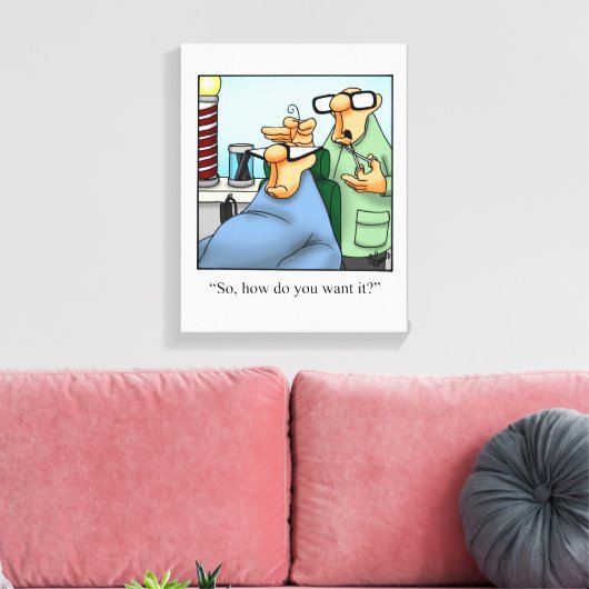 Funny Barber Shop Wrapped Canvas Leinwanddruck (Insitu (Wohnzimmer))