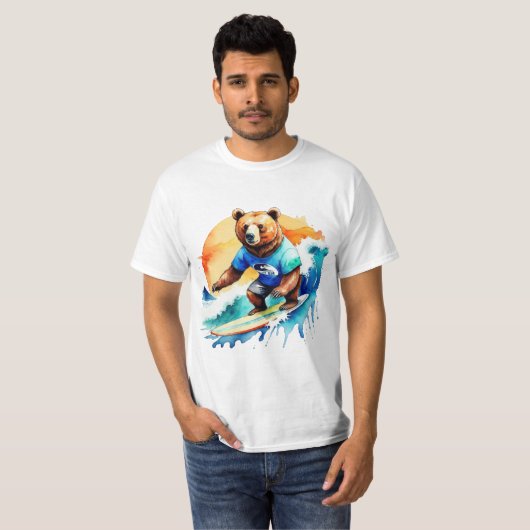 Funny Bären Surfing T - Shirt (Vorne ganz)