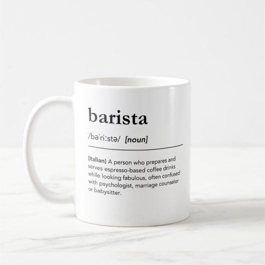 Funny barista Definition Job Beschreibung Kaffeetasse (Links)