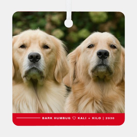 Funny Bark Humbug Dog Foto Weihnachten Personalisi Ornament Aus Metall (Rückseite)