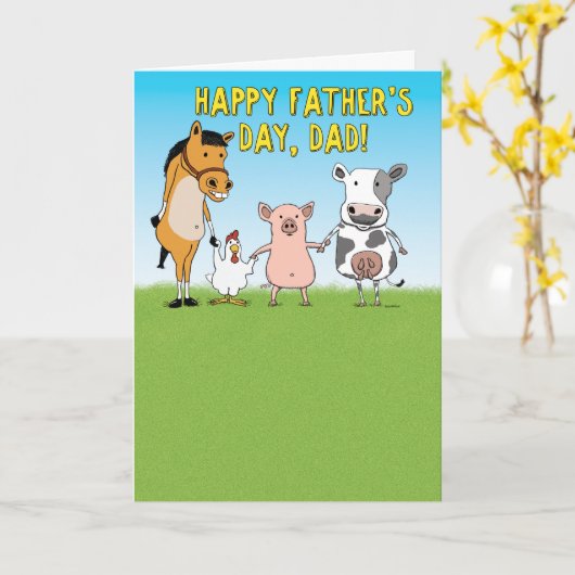 Funny Barn Animals Vatertag Karte (Gelbe Blume)