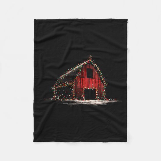 Funny Barn Christmas Graphics Lights Lover Farm Fa Fleecedecke (Vorderseite)