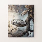 Funny Barn Owl sitzt auf Branch Puzzle (Vertikal)