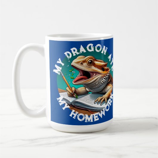 Funny Bartded Dragon Ate Hausaufgaben Kaffeetasse (Links)