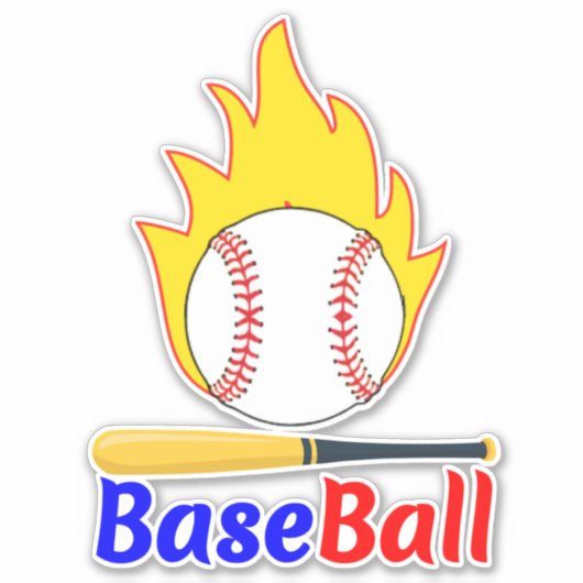 Funny Baseball Ball & Bat, Fan Aufkleber (Vorderseite)