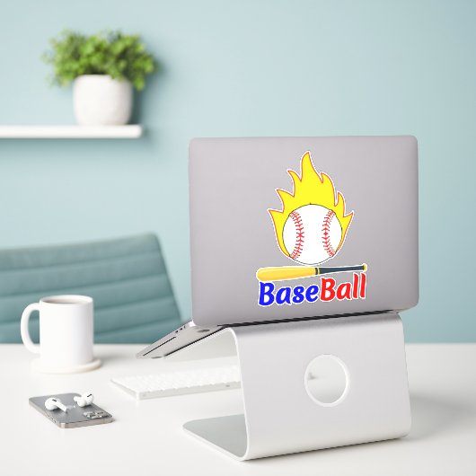 Funny Baseball Ball & Bat, Fan Aufkleber (Laptop auf Schreibtisch)