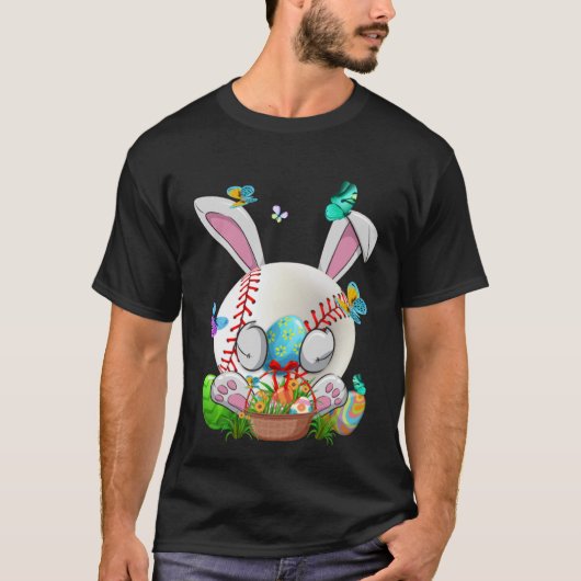 Funny Baseball Ball & Bats Sonnige Osterfeier B T-Shirt (Vorderseite)
