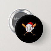 Funny Baseball Ball Santa Hat Xmas Pajamas Players Button (Vorne & Hinten)