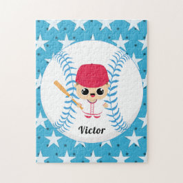 Funny Baseball Boy Player Star Softball Ball Name Puzzle