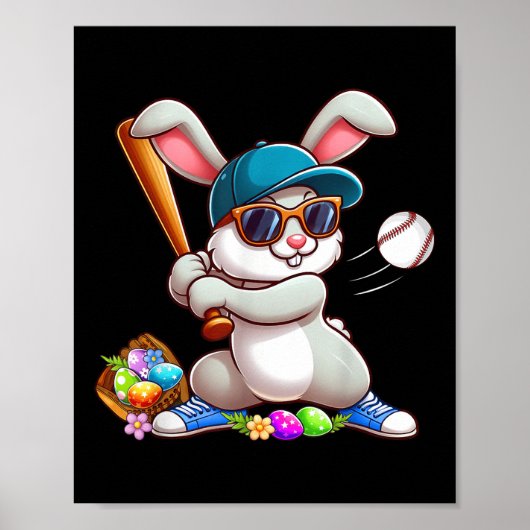 Funny Baseball Bunny Easter Shirts für Kinder Jung Poster (Vorne)