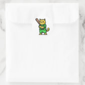 Funny Baseball Cat Runder Aufkleber (Tasche)