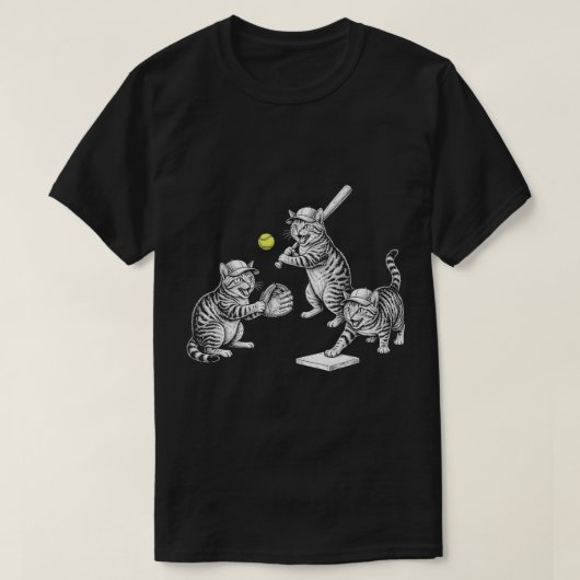 Funny Baseball Cats Meme Kittens Playing Baseball  T-Shirt (Design vorne)
