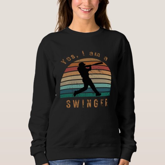 Funny Baseball Design (Yes, I am a swinger) retro Sweatshirt (Vorderseite)