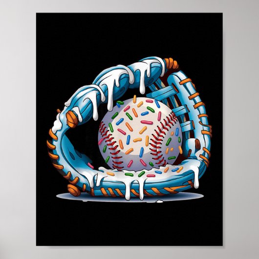 Funny Baseball Handschuh Tropfen Ice Basketball  Poster (Vorne)