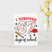 Funny Baseball I Survived 67 Days Of School Design Karte (Gelbe Blume)