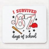 Funny Baseball I Survived 67 Days Of School Design Mousepad (Vorne)