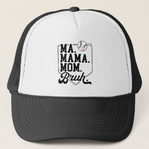 Funny Baseball Mama Bruh mit Teamname und Nummer Truckerkappe