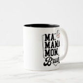 Funny Baseball Mama Bruh mit Teamname und Nummer Zweifarbige Tasse (VorderseiteRechts)