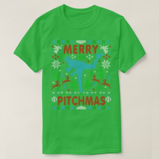 Funny Baseball Pitching Ugly Christmas Sweater Par T-Shirt (Design vorne)