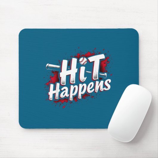 Funny Baseball Quote Gift Hit Happens Mousepad (Mit Mouse)