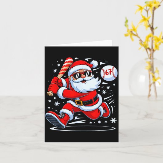 Funny Baseball Santa 67 Christmas Xmas Pajamas Boy Karte (Gelbe Blume)