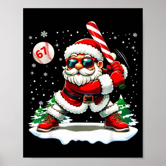 Funny Baseball Santa 67 Christmas Xmas Pajamas Boy Poster (Vorne)