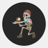Funny Baseball Skeleton Ice Cream Drip Baseball Bo Runder Aufkleber (Vorderseite)