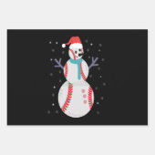 Funny Baseball Snowman Weihnachtsgeschenk Geschenkpapier Set (Vorderseite)