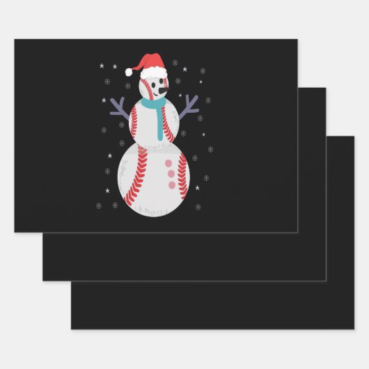 Funny Baseball Snowman Weihnachtsgeschenk Geschenkpapier Set (Set)