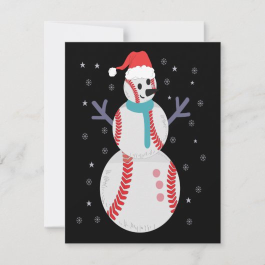 Funny Baseball Snowman Weihnachtsgeschenk Mitteilungskarte (Vorderseite)