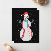 Funny Baseball Snowman Weihnachtsgeschenk Mitteilungskarte (Vorderseite/Rückseite Beispiel)
