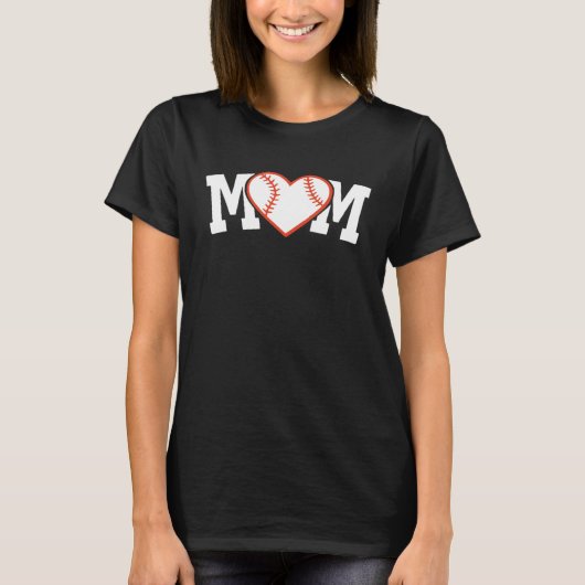 Funny Baseball Softball Ball Mom Heart Love T-Shirt (Vorderseite)
