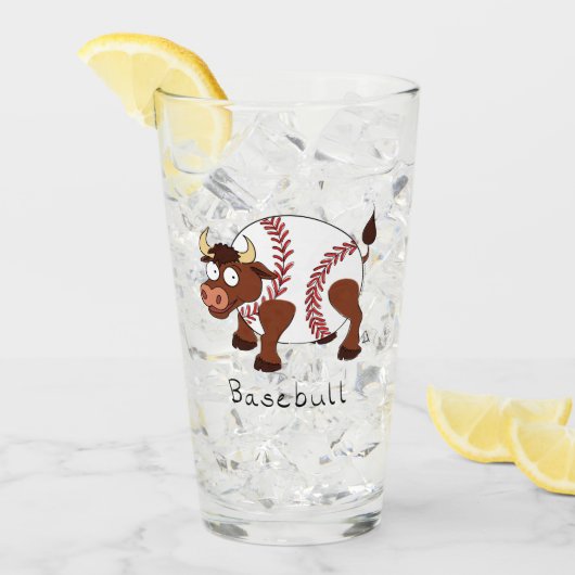 Funny Baseball sports Kids Cartoon Tier Glas (Vorderseite Ice)