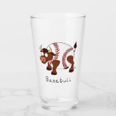 Funny Baseball sports Kids Cartoon Tier Glas (Vorderseite)