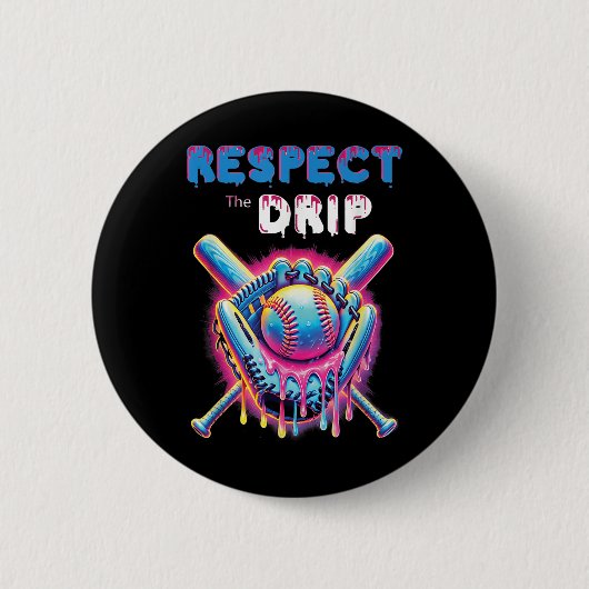 Funny Baseball Tropfen Ice Cream Dripping Respekt Button (Vorderseite)