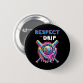 Funny Baseball Tropfen Ice Cream Dripping Respekt Button (Vorne & Hinten)