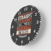 Funny Baseball Twin Parent Gift Runde Wanduhr (Winkel)