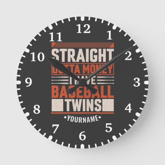 Funny Baseball Twin Parent Gift Runde Wanduhr (Vorderseite)
