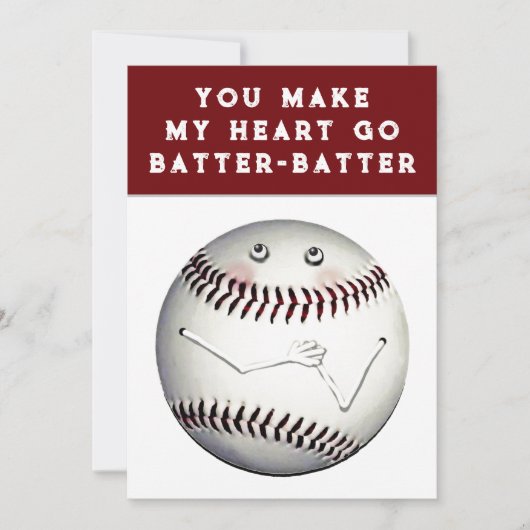 Funny Baseball Valentine Cards Dankeskarte (Vorderseite)