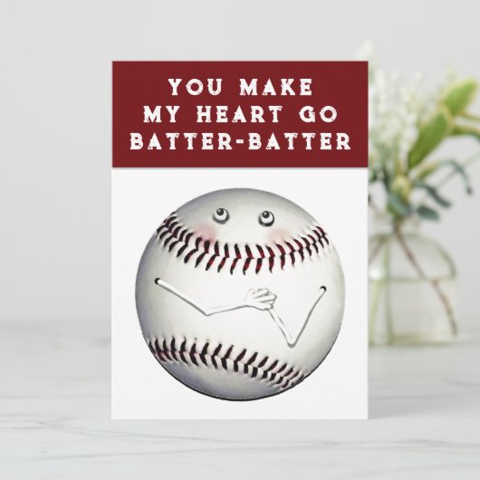 Funny Baseball Valentine Cards Dankeskarte (Stehend Vorderseite)
